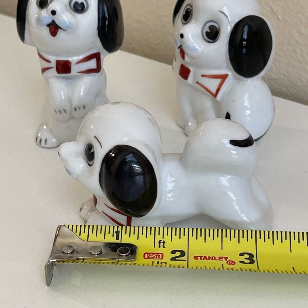 Vintage Anthropomorphic Dog Puppy Googly Big Eye Japan Figurine Kitsch Set Of 3 - Picture 7 of 10